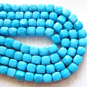 Indian  Turquoise Faceted Cubes , Indian Turquoise Faceted Square Beads, Indian Turquoise Briolettes