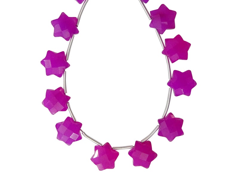 10MM Pink Chalcedony Faceted Fancy Star Shape Briolettes LY53 6 Pieces of Raspberry Pink Chalcedony Faceted 6 Corner Stars