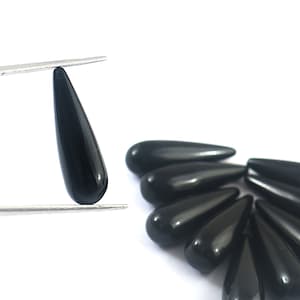 2 Pieces(1 Pair) Of Black Onyx Smooth Long Drops, Black Onyx Tear Drops,jewelry making supply, handmade drop shape beads (7*22mm approx)