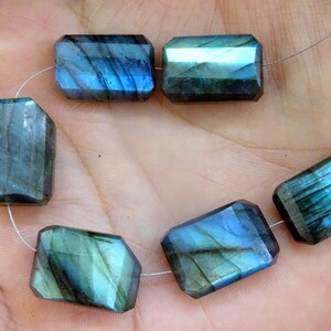6 Pieces Big Size Bright Flashy Labradorite Faceted Nuggets, Labradorite Nuggets, Labradorite Step Cut Nuggets Beads (12*16mm APP.) (TPT142)