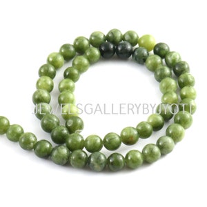 15&quot; Strand Genuine Green Jade Smooth Round Beads, Green Jade Round Beads, Gemstone Round Beads, Green Jade Beads