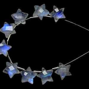 10 Pieces Nice Quality Rainbow Moonstone Faceted Stars Briolettes, Rainbow Moonstone 5-Point Star Shape Briolettes (8 mm approx) (PTS)