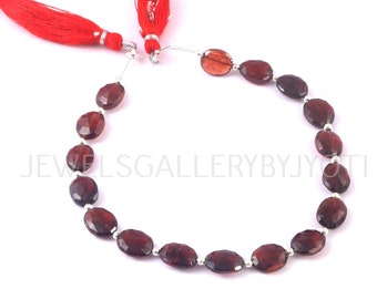 8 Inches Natural Mozambique Red Garnet Faceted Oval Beads, Garnet Faceted Ovals, Garnet Faceted Briolettes (8*10mm)