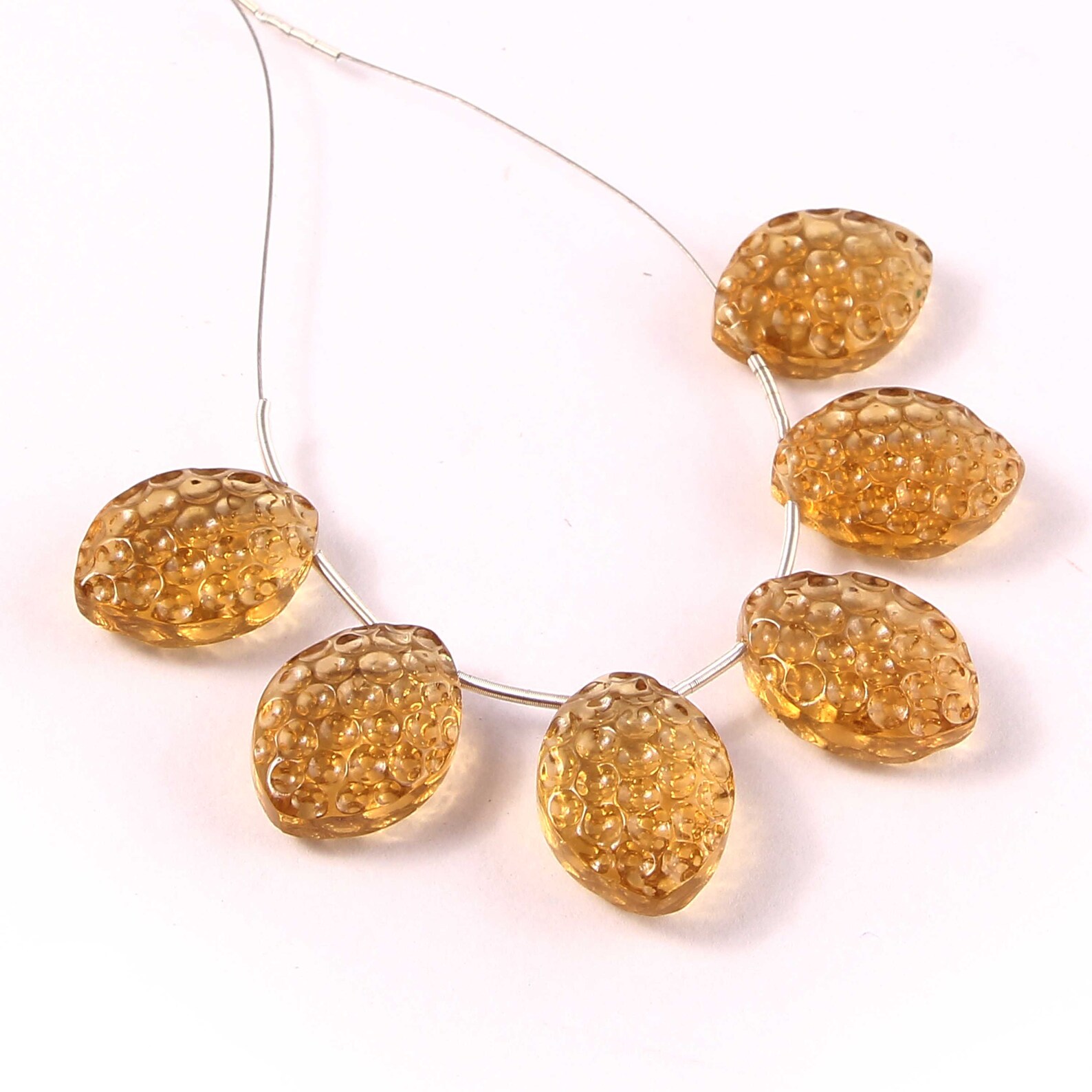 AAA Quality Honey Quartz Fancy Carving Marquise Briolettes