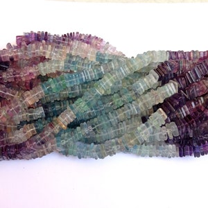 15 Inch Long Strand Fluorite Smooth Flat Squares, Fluorite Flat Square Beads (6 to 7 mm approx)