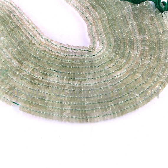 7/14 Inches Long Strand AAA Quality Brazil Green Amethyst Faceted Wheels, Green Amethyst Faceted Heishi Beads (5-5.5mm approx)