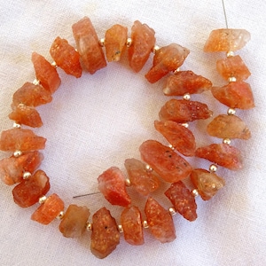 40 Pieces Sunstone Rough Nuggets, Raw Sunstone Rough , Sunstone Drilled Rough Gemstone  (10-12 mm )