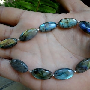 10 Pieces Bright Flashy Labradorite Smooth Oval Shape Briolettes, Labradorite Oval Beads, Labradorite Smooth Ovals (10*20 mm App.) (DZ307)