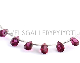 20 Pieces AAA Quality Natural Rhodolite Garnet Faceted Pears, Rhodolite Pink Garnet Micro Cut Pears Briolettes, Garnet Pear Cutstone  OBC491