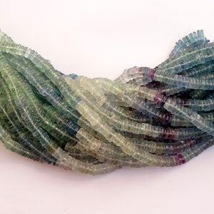 15 Inch Long Strand Fluorite Smooth Wheels, Fluorite Heishi Beads (6 mm approx)
