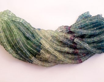 15 Inch Long Strand Fluorite Smooth Wheels, Fluorite Heishi Beads (6 mm approx)