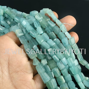 8 Inches Long Strand Nice Quality Aquamarine Faceted Nuggets, Aquamarine Step Cut Nuggets (7*10-8*12 mm approx)