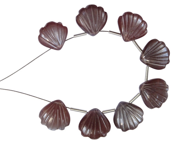 10.5mm 8 Pieces AAA Grade Chocolate Moonstone Fancy Carved Briolettes RB100 Chocolate Moonstone Sea Shell Shape Briolettes