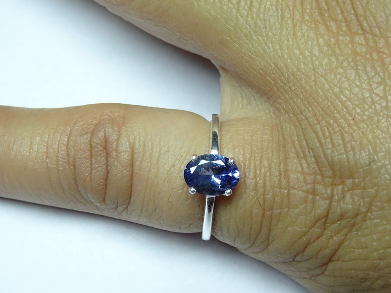 LoopClean Tanzanite 925 Silver Ring Tanzanite Silver Jewelry,Gift For Her,Tanzanite Solitaire Ring Tanzanite Oval Shaped Cut Gemstone Ring