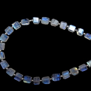 32 Pieces Excellent Quality Rainbow Moonstone Faceted Nuggets, Rainbow Moonstone Step Cut Nuggets (6*8 to7*10mm)
