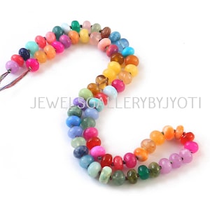 16&quot; Beautiful Multi Gemstones knotted Rondelles, Candy Opal Smooth Rainbow Beads,Multi Gemstone Rondelles,Colorful Beaded Gem Necklace(8mm)