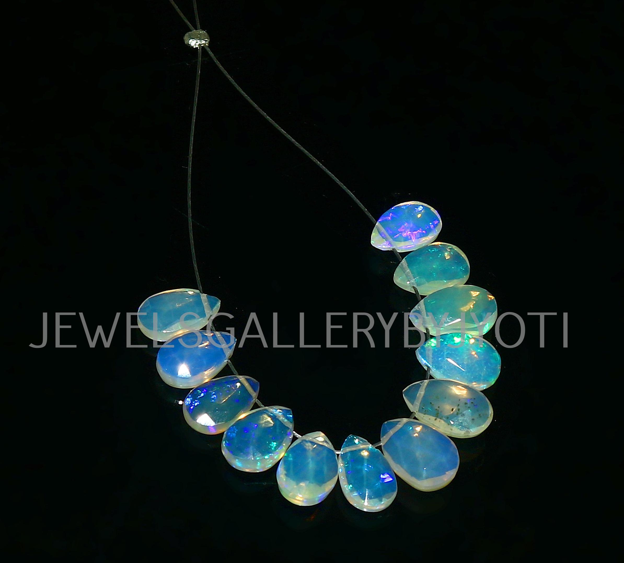 12 Pieces AAA Grade Ethiopian Opal Faceted Pears, Ethiopian Opal Briolettes, Ethiopian Opal Pears (6*9 mm app.) (PN135)