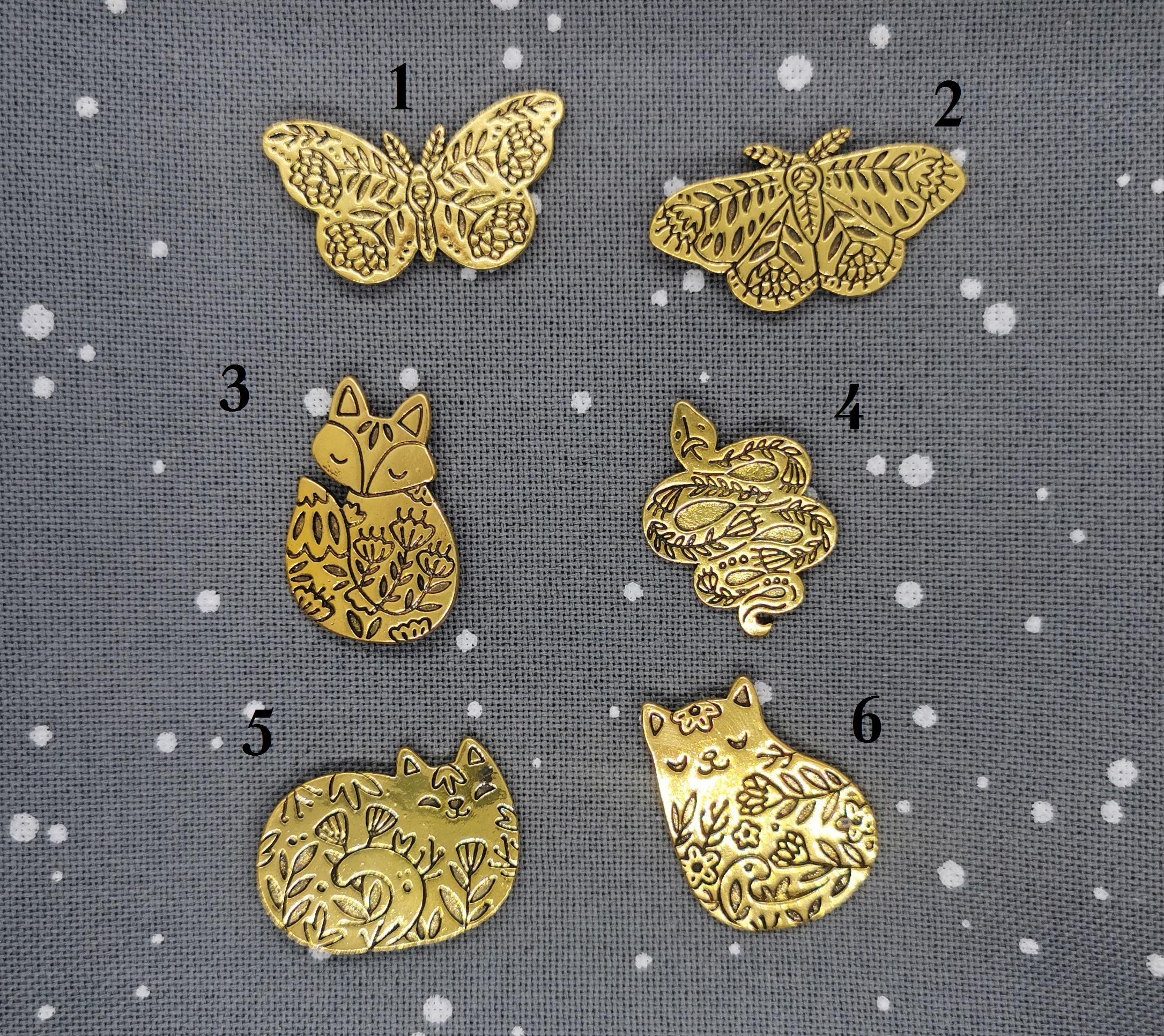 Gold animal needle minder for cross stitching/embroidery/ cross stitch keeper/cross stitch accessory/fridge magnet