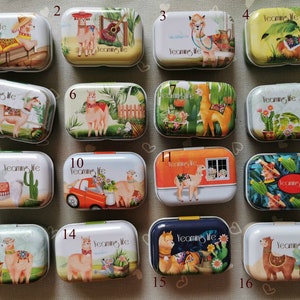 Lama Needle tin / metal box/pill box/storage tin/keepsake/ knitting accessories box