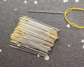 10-20本針 サイズ28; 26; 24 / クロスステッチ用ゴールドアイ刺繍針/