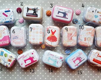 Scatola porta aghi: scatola in metallo per accessori da cucito (5,0x3,5x2,2h cm)