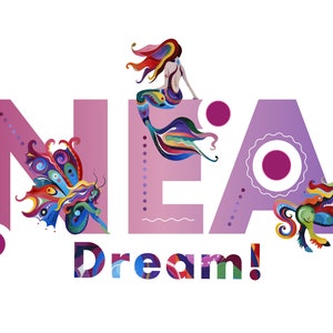 Personalised Colourful Name Print with Mystical Unicorn, Mermaid and Fairy | Child&#39;s room | Birthday gift | Unique gift | Print only