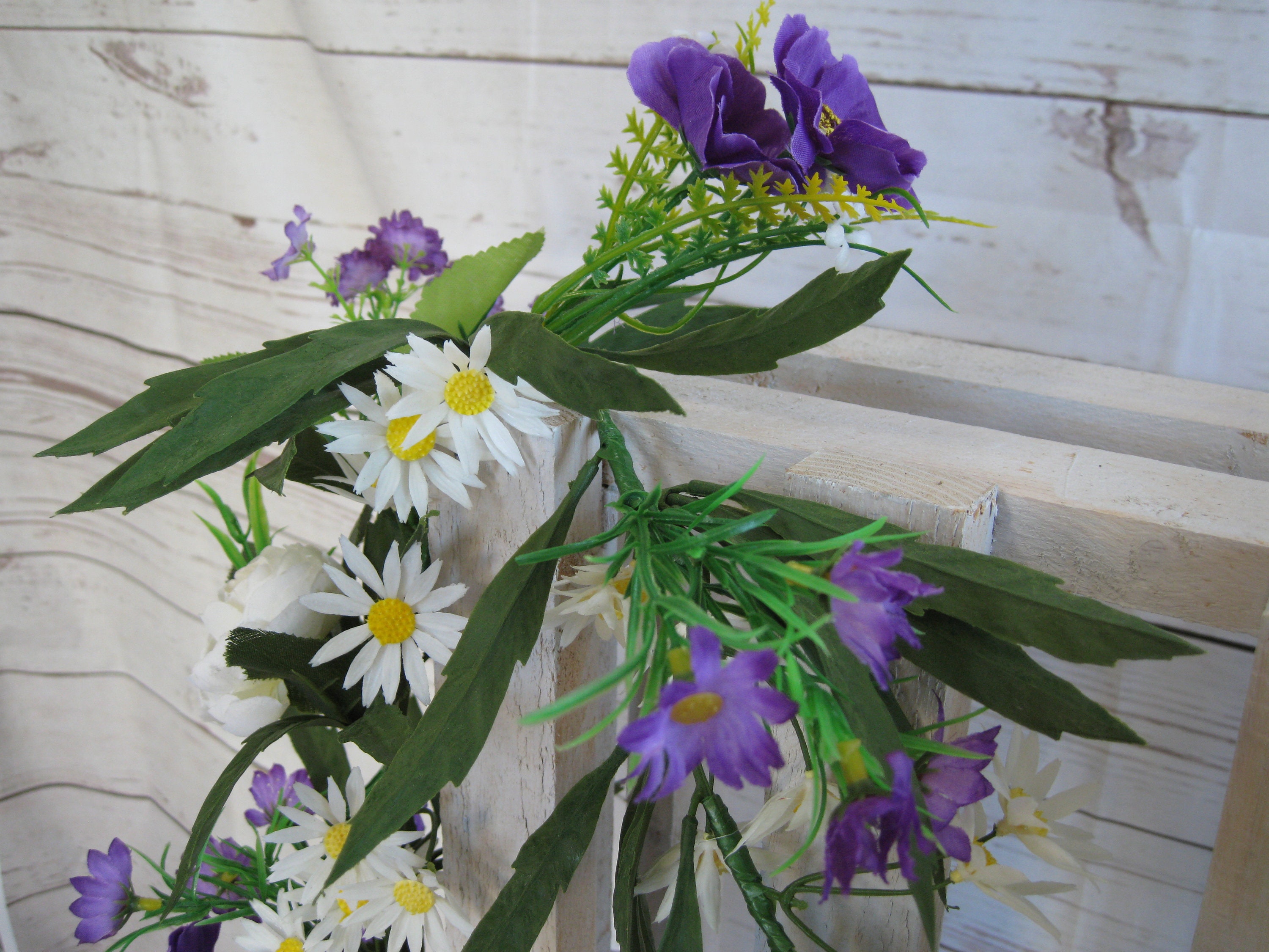 Boho Flower Garland Floral Swag Vine Wall Hanging Banner Etsy