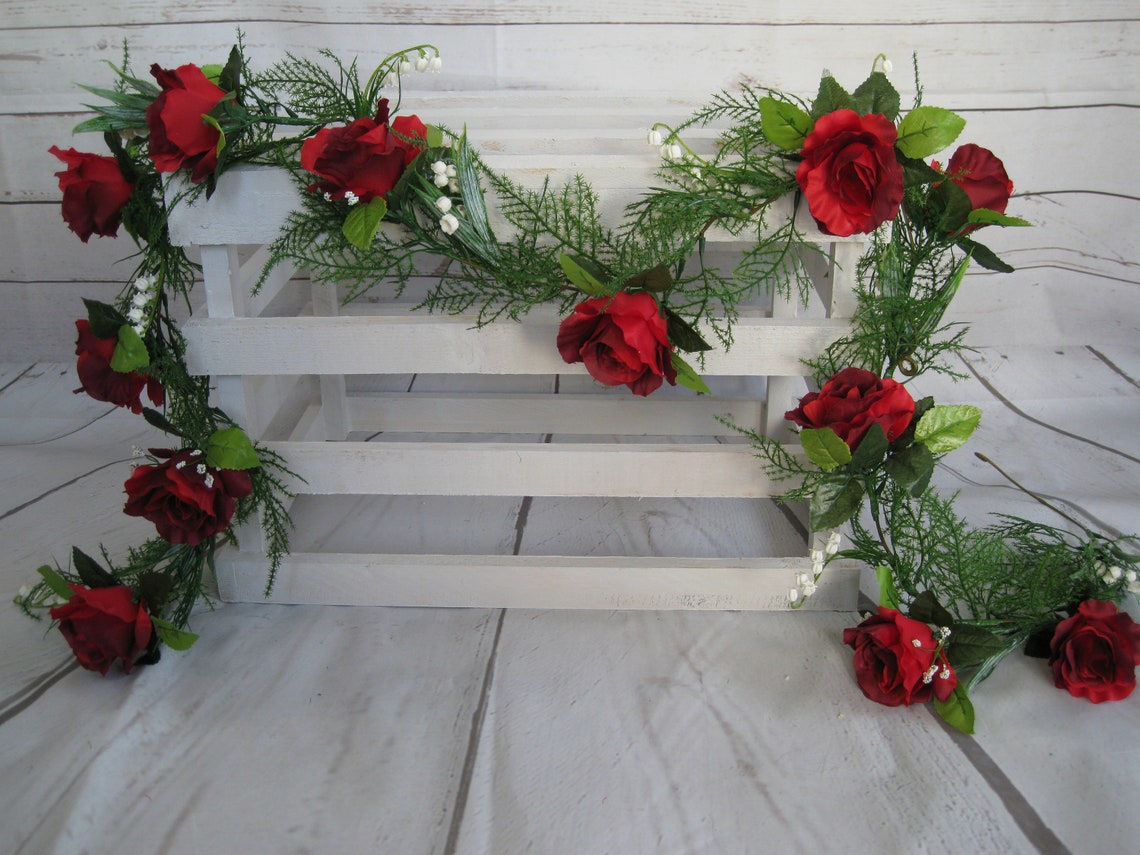 Red Rose Flower Garland Artificial Floral Swag Wedding Venue Etsy