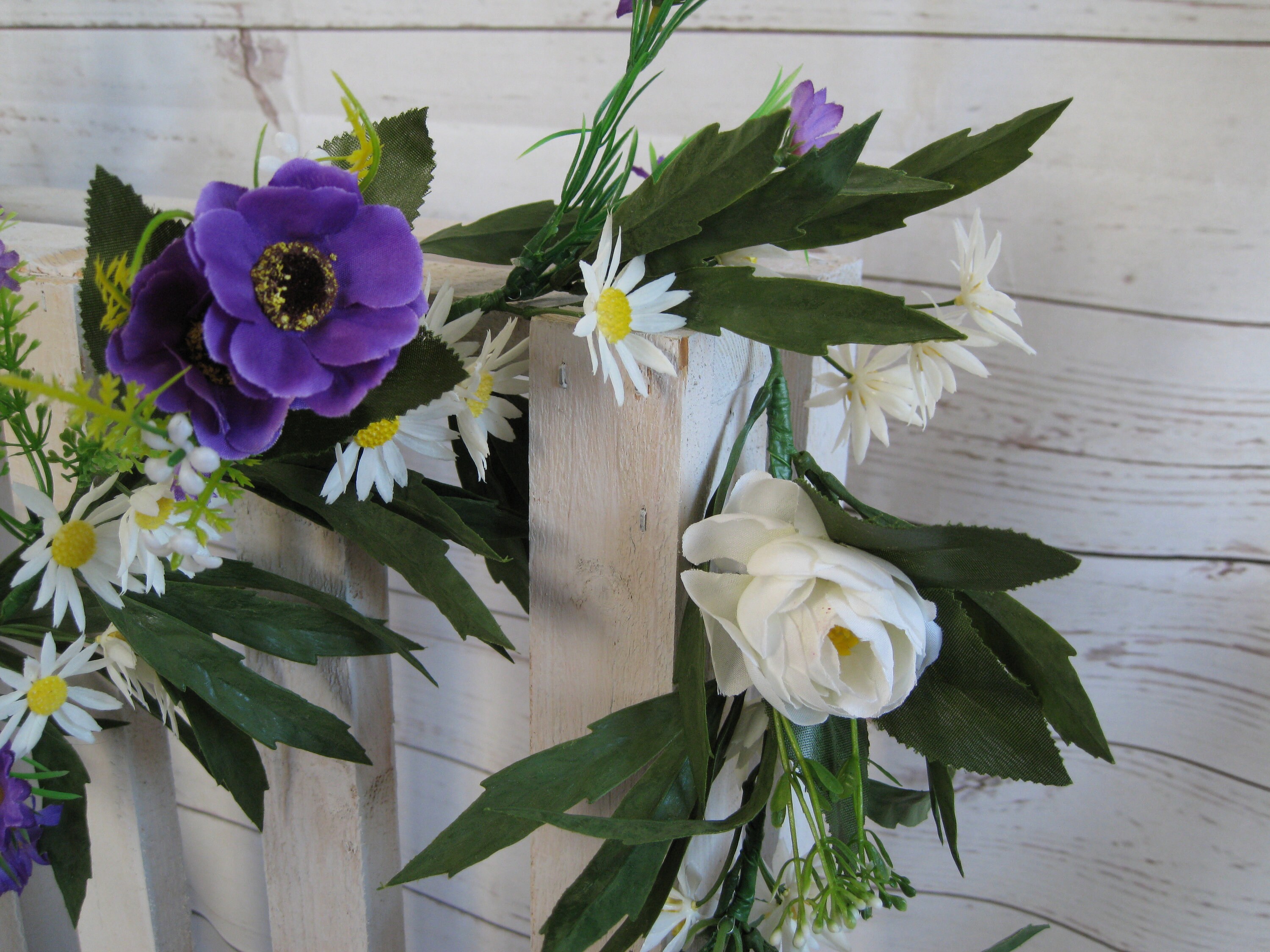 Boho Flower Garland Floral Swag Vine Wall Hanging Banner Etsy