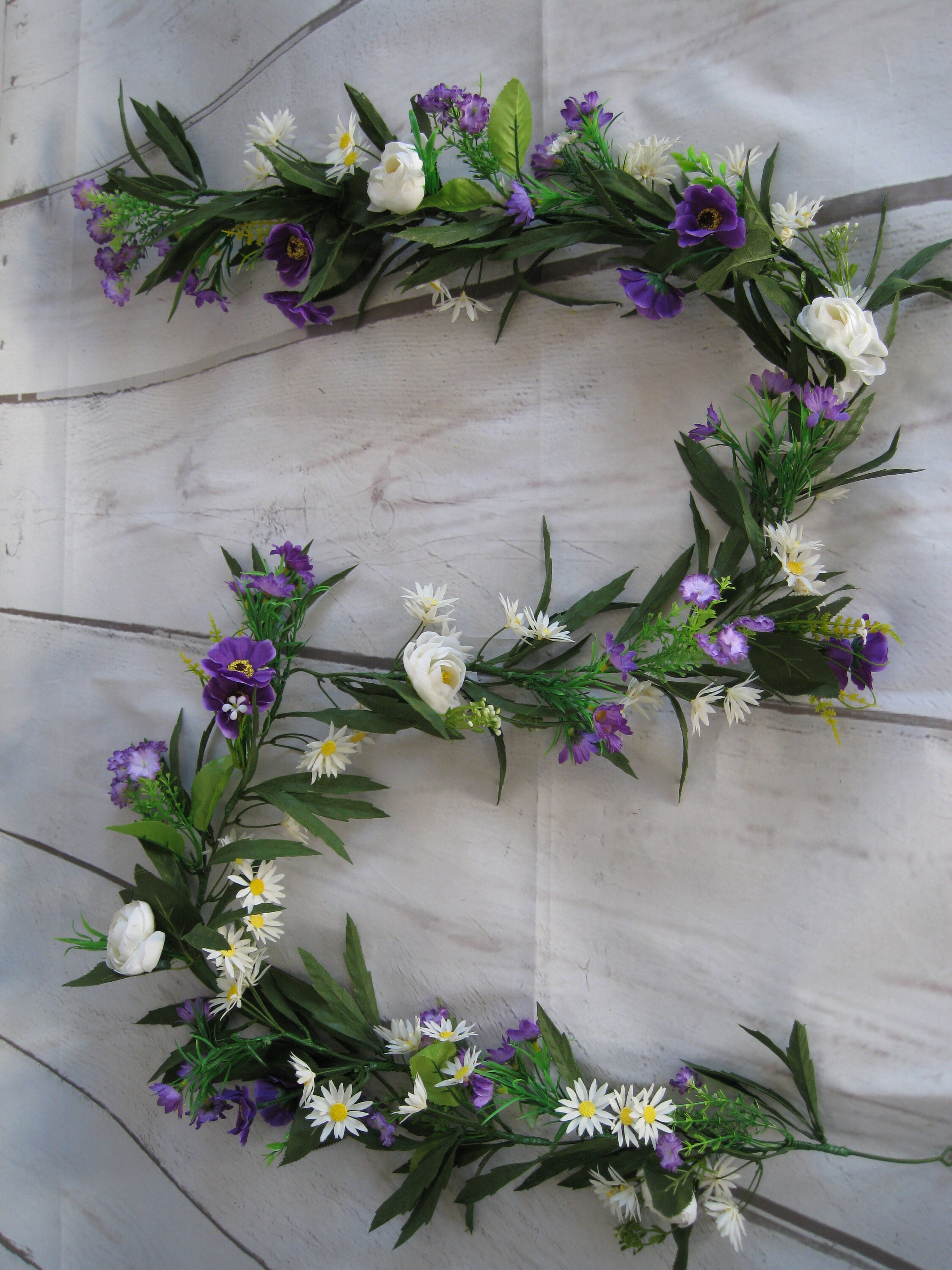 Boho Flower Garland Floral Swag Vine Wall Hanging Banner Etsy