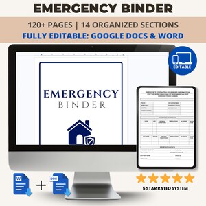 Editable Emergency Binder, Important Information Organizer, In Case of Death Planner, Digital Life Binder | What If Binder Google Docs  Word