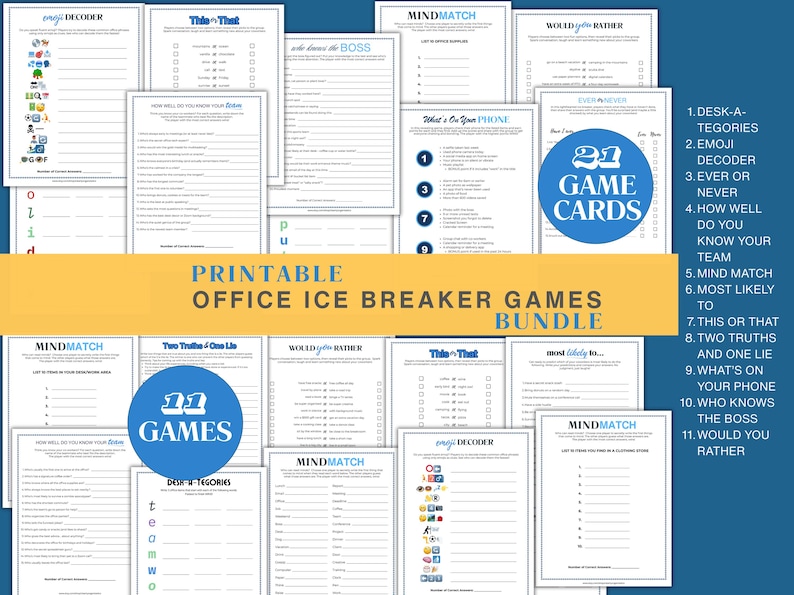 Printable Work Ice Breaker Games and Team Building Activities for ...
