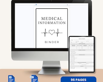 Plantilla de carpeta médica para cuidadores: Organizador de información médica y registros de salud, editable con Google Docs y Word.