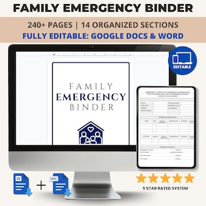 Editable Family Emergency Binder, Important Documents Organizer, Digital Life Binder, Estate & Medical Planner Google Docs and Word