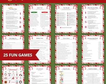 Christmas Games for Adults and Teens - Printable Bundle of 25 Fun Holiday Party Games. Instant Download Christmas Activities