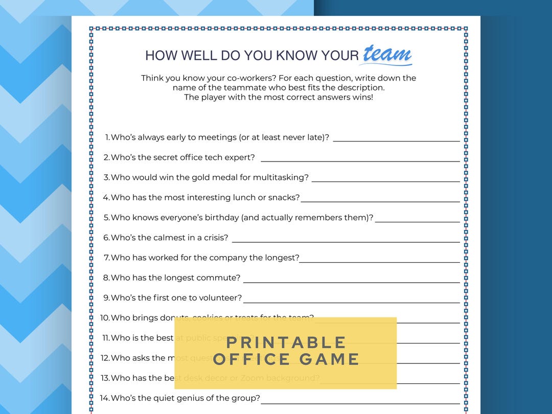 Team Building Activities for Work. Printable Ice Breaker Games for ...