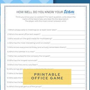 Team Building Activities for Work. Printable Ice Breaker Games for Office Parties, Meetings, Training and HR Manager Events.