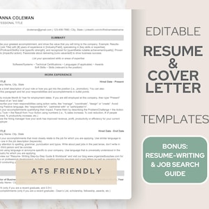 Resume Template Google Docs Resume Template ATS Cover Letter Template ATS Friendly Resume Template Word with Resume Guide for ATS Resume