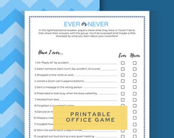 Ever or Never Team Building Game: Printable Ice Breaker (Digital Download)