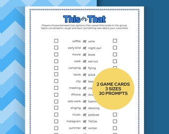 This or That Icebreaker Game: Office Party Team Building (Printable)