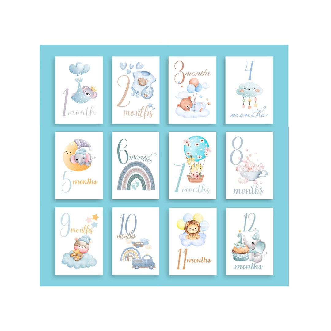 Instant Download Digital Printable Baby Boy Milestone Cards, Baby ...