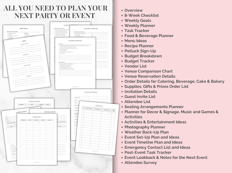 Printable Event Planner Bundle | Complete Party Planning Kit ...