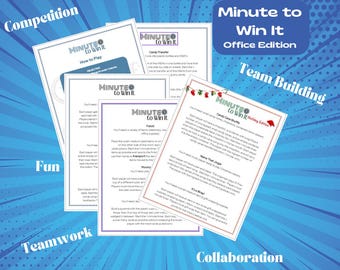 Minute to Win It Printable Group Activity | Office Team Building Staff Activity | Holiday Office Party Game |Workplace Team Work Ice Breaker
