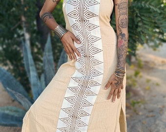 Robe longue de déesse // Robe Tribal // Robe ouverte // Robe de festival // Bloc print