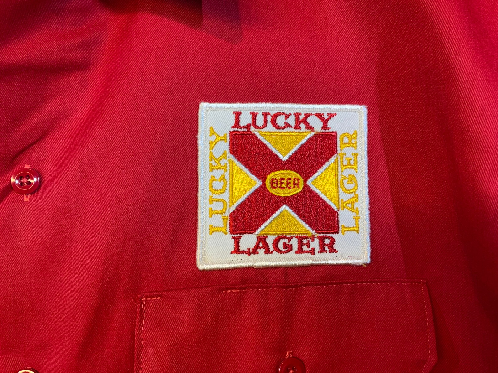 Lucky lager beer work shirt dickies xl Etsy