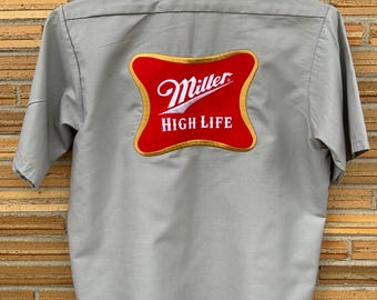 Miller High Life beer work shirt red kap medium.