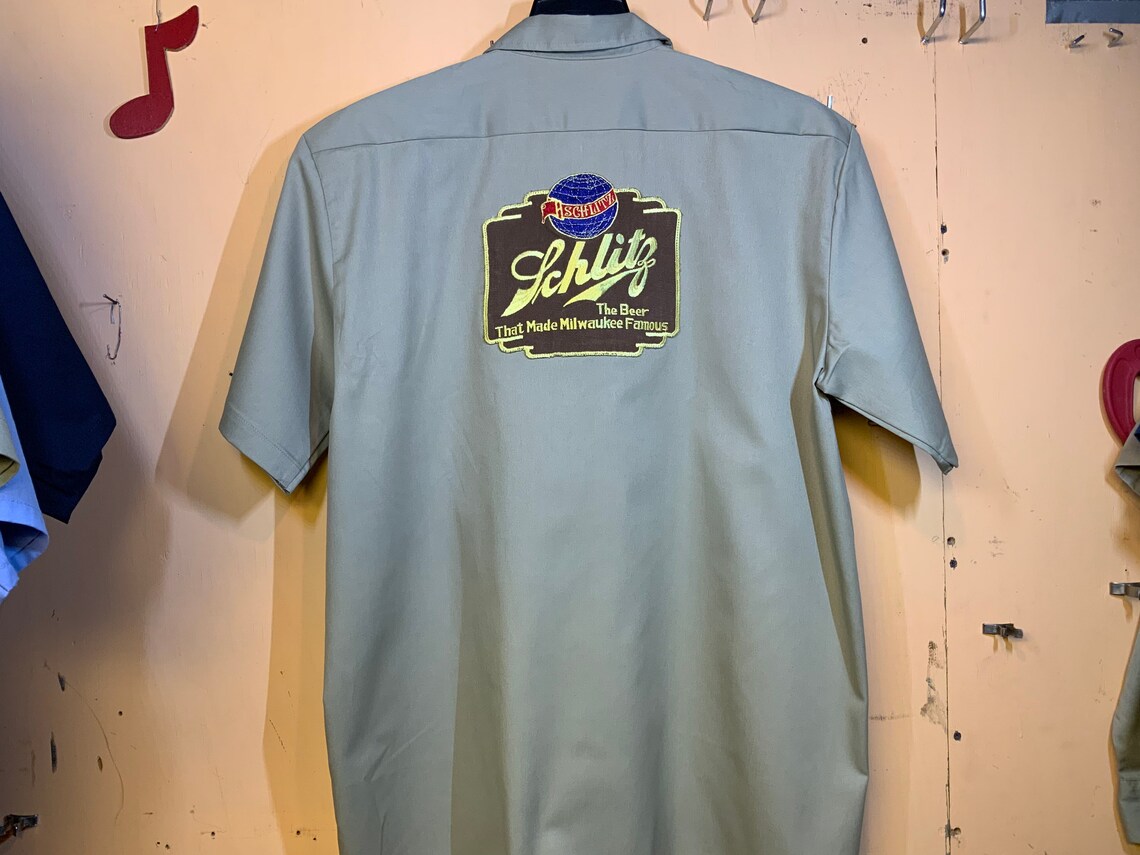 Schlitz beer work shirt dickies xl. Etsy