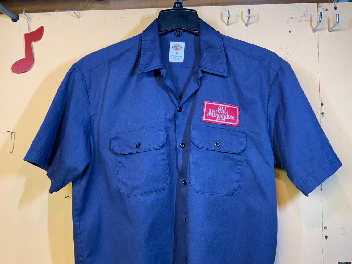 Old Milwaukee beer work shirt dickies large. Etsy