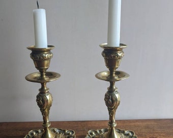 Antique Czechoslovakian Violets Candlesticks~ Gorgeous
