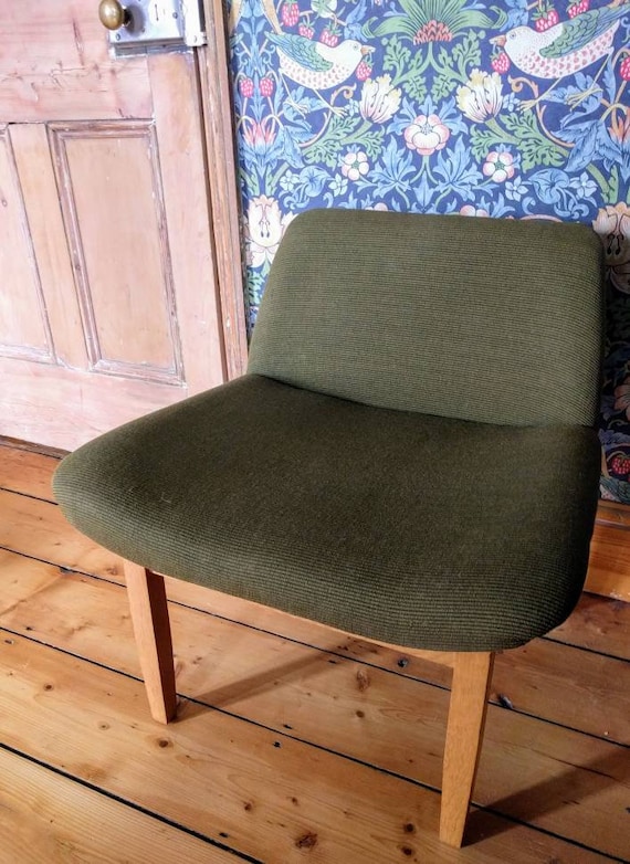 Vintage Green Bedroom Chair On Light Oak Frame And Legs By Etsy